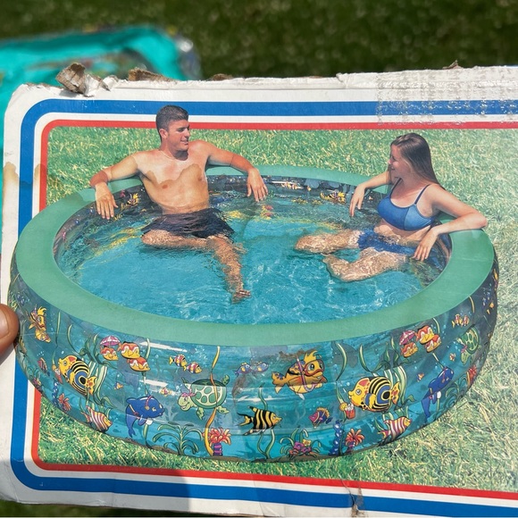 Intex Wet Set vintage 1998 large aquarium kiddie blow up pool 90”x22” - Picture 4 of 5